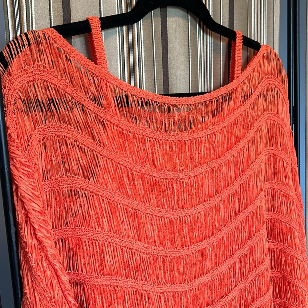 Boat neck open knit sweater with matching tank top